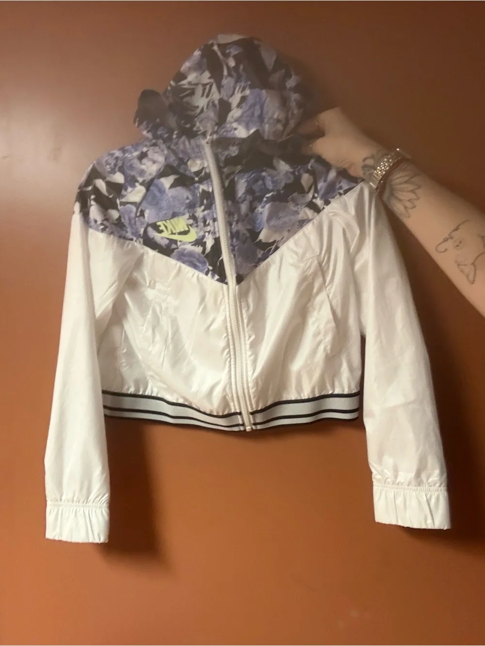 Nike kids Bomber Jacket with Blue Floral Hood
